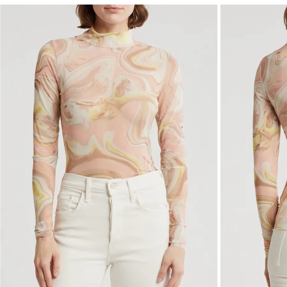 AFRM Zoe Tie Dye Long Sleeve mock neck